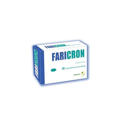 Faricron 30 tablets by Jag Couture London New York, showing a blister pack of dietary supplement tablets on a white background.