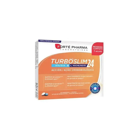 Forté Pharma Turboslim Cronobiologic Action dietary supplement bottles, featuring 56 capsules from Jag Couture London New York.