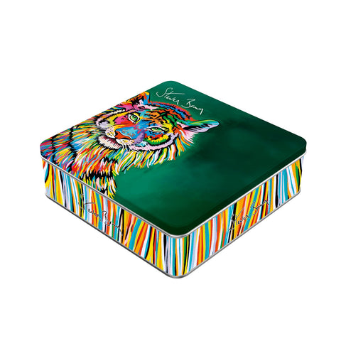 Steven Brown Kim McZoo salted caramel fudge tin by Jag Couture London New York, featuring golden packaging and fudge inside