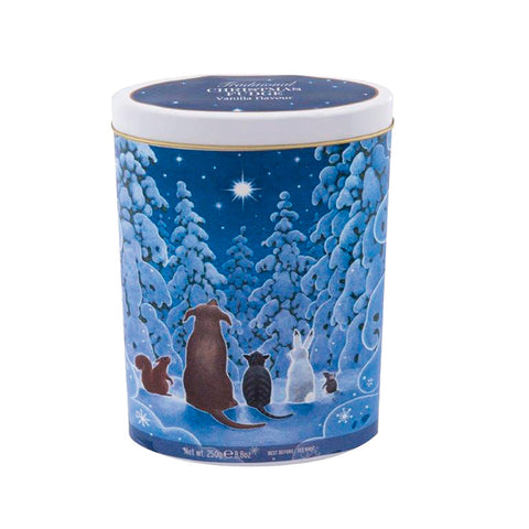 Christmas star-shaped vanilla fudge tin by Jag Couture London New York, showcasing festive packaging and delicious handmade treats.