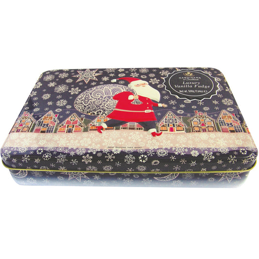Christmas Santa tin of vanilla fudge
