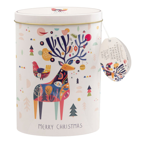 Christmas stag tin of Jag Couture London clotted cream fudge featuring festive holiday packaging and seasonal design.