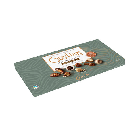 Guylian Belgian Classics chocolate assortment in a gift box, from Jag Couture London - New York, featuring assorted chocolates.