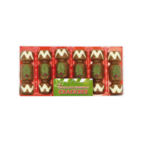 Hand decorated chocolate crackers with sugarcraft holly in an acetate pack, from Jag Couture London - New York.