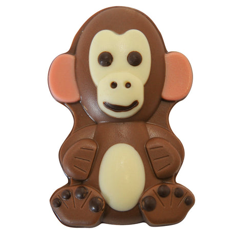 Decorated solid milk chocolate Micky the monkey figure, approximately 37 pieces, by Jag Couture London New York.