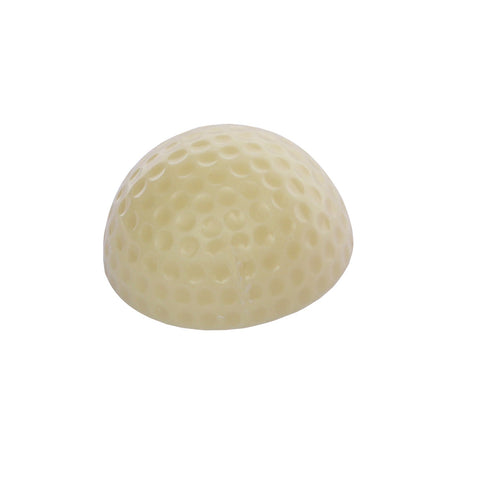 Solid white chocolate golf ball replica by Jag Couture London, featuring realistic golf ball design in a half-piece form.