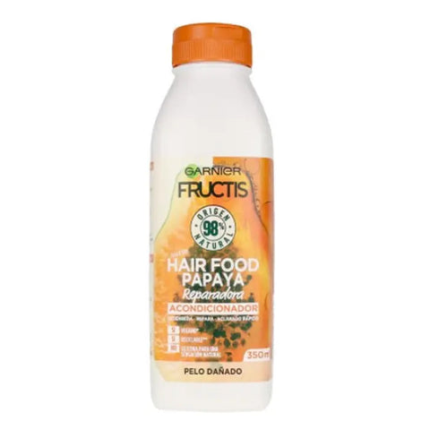 Garnier Fructis Hair Food Papaya Repairing Conditioner 350ml in a pump bottle, suitable for nourishing and repairing hair.