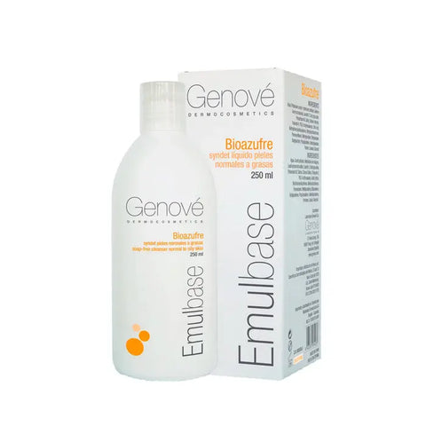Genové Biosulphur Emulbase 250ml bottle from Jag Couture London New York, featuring a clear liquid in a pump bottle.