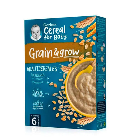 Gerber Porridge with 8 Cereals in a 250g package, featuring a colorful bowl of cereal with grains and milk.