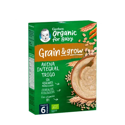 Jar of Gerber wholegrain oatmeal and wheat porridge in 250g packaging by Jag Couture London New York.