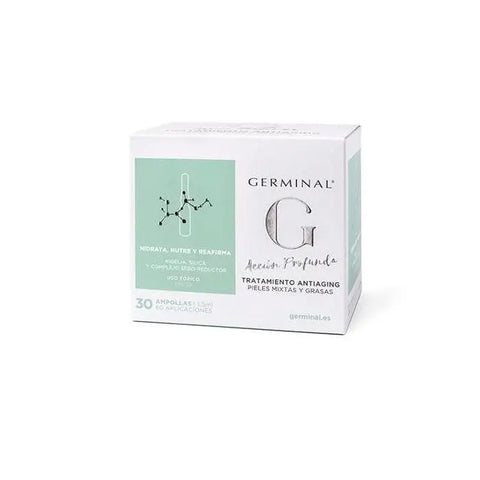 Germinal Deep Action Anti-Aging treatment in 30 blisters, for mixed skin and fats, by Jag Couture London New York.