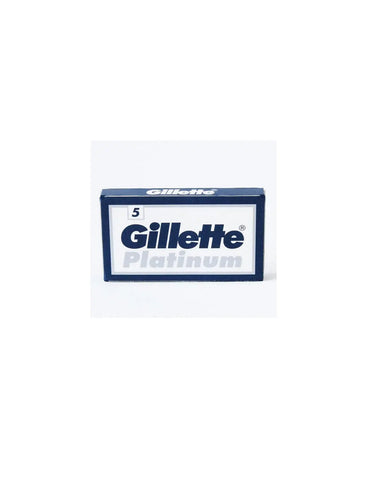 Gillette Platinum 5 Ud razor blades by Jag Couture London New York, showing a close-up of the blades in their packaging.
