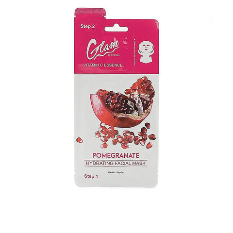 Glam of Sweden pomegranate facial mask in 35.5g jar, from Jag Couture London New York, showing the vibrant mask and packaging.