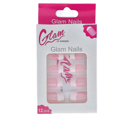 Light pink Glam of Sweden nails for French manicure in 12g jar, by Jag Couture London New York, with neatly applied nail tips.