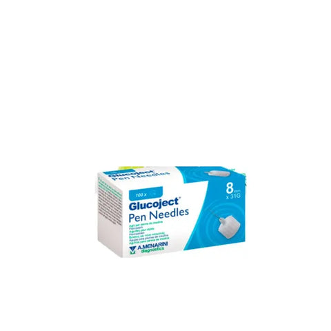 Glucojet insulin needle 31GX8mm by Jag Couture London New York, showing a sterile hypodermic needle for diabetes injections