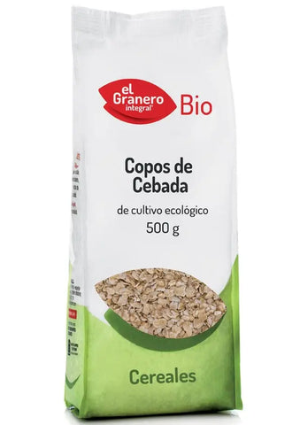Organic barley flakes from Granero, 500g package, by Jag Couture London New York, shown in a clear, close-up view.