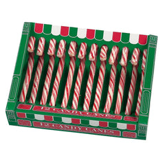 Jag Couture London - New York Green box of 12 red and white candy canes (12.8cm)