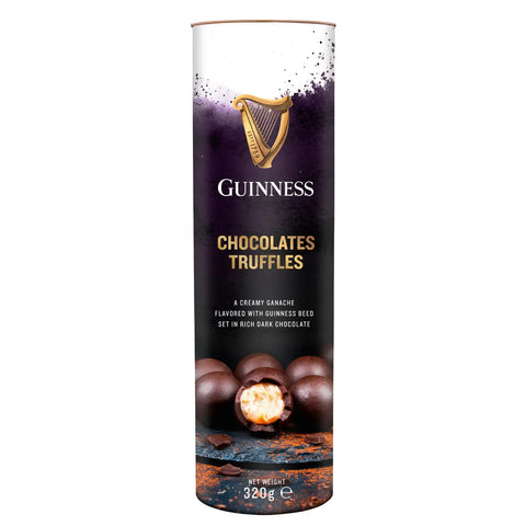 Guinness twist wrapped dark chocolate truffles in a tube by Jag Couture London New York, elegant gourmet treat presentation