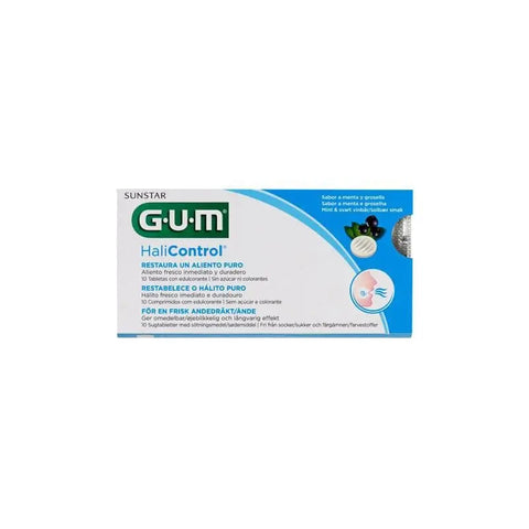 Pack of Gum Halicontrol 10 tablets by Jag Couture London New York, featuring the product packaging with branding and tablets inside.