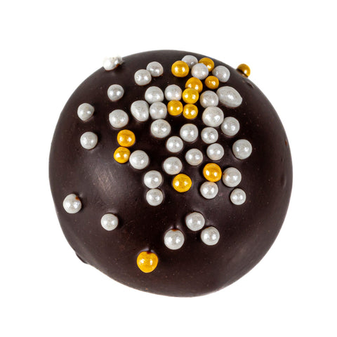 Dark chocolate champagne truffle with flavored oatmilk ganache, crafted by Jag Couture London – New York, in a 12.8g piece.