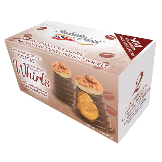 Milk chocolate coffee ganache walnut whirls twin pack