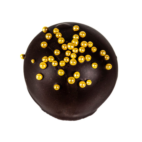 Cointreau-flavored oat milk ganache truffle balls in dark chocolate, 12.8g, by Jag Couture London New York, shown in HD536 image.
