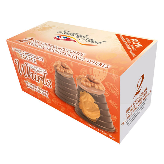 Milk chocolate toffee ganache walnut whirls twin pack