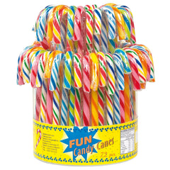 Multi-coloured fruit flavoured candy canes in display bucket (12.8cm) 13g