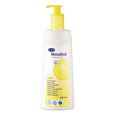 Hartmann Menalind body lotion in 500ml bottle, featuring smooth, moisturizing formula for sensitive skin.