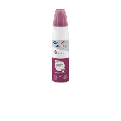 Hartmann Molicare Skin Protective Foam 100ml bottle with pump, designed for gentle skin protection and care.