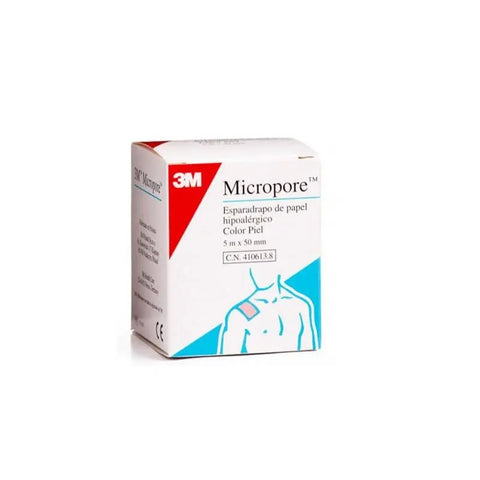Hartmann Micropore Carme adhesive tape, 5x5 cm, used for medical or wound care applications, shown on a clean surface.