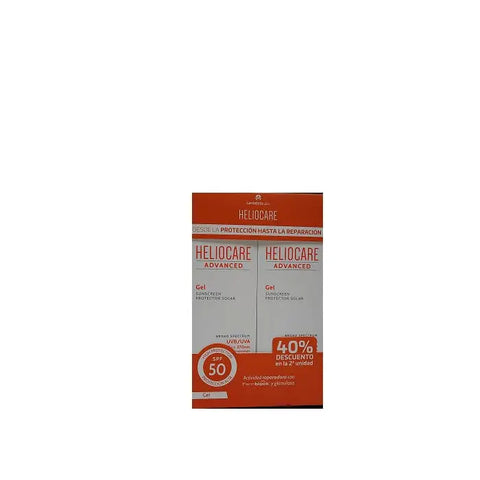 Heliocare Advance Gel in 2x200ml bottles, skincare product by Jag Couture London New York, showing the gel containers.