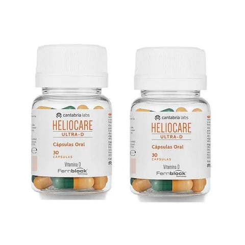 Heliocare Ultra D 2x30 capsules from Jag Couture London New York, dietary supplement bottles with capsules and label details.