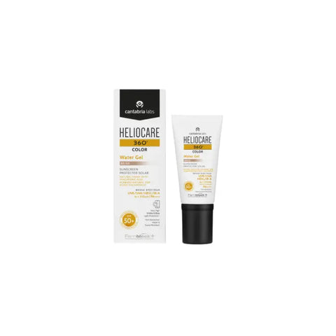 Heliocare Water 360º Beige Colour Gel SPF50+ in 50ml tube, hydrating sun protection gel from Jag Couture London New York.