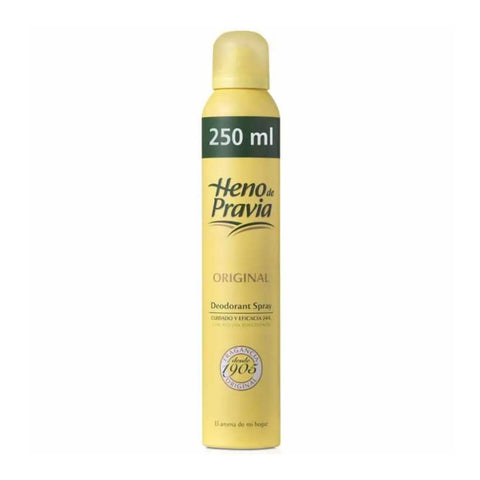 Heno de Pravia desodorante spray 250ml original by Jag Couture London New York, featuring a sleek spray bottle.