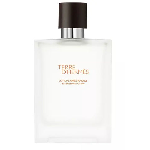 Hermès Terre D'Hermès after shave lotion in 100ml bottle, featuring sleek packaging and brand logo.