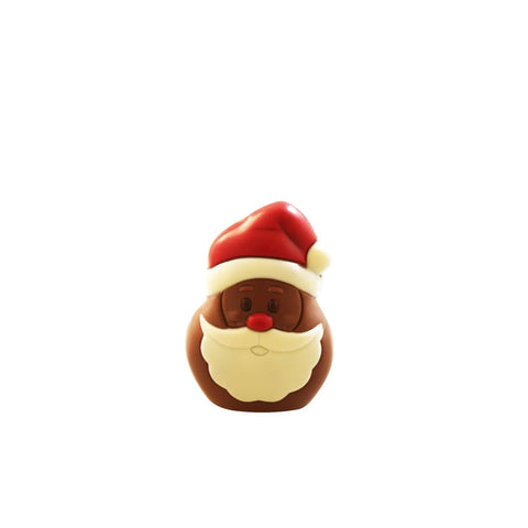Hollow milk chocolate Henry Santa head ornament, 9cm, decorated with festive details, by Jag Couture London New York.