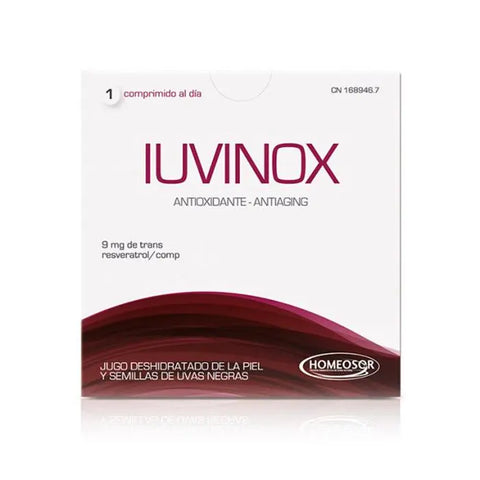 Homeosor Iuvinox 28 tablets by Jag Couture London New York, showing the blister pack of herbal supplement tablets.