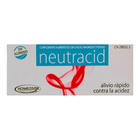 Homeosor Neutracid 32 sucking tablets by Jag Couture London and New York, displayed in blister pack on a neutral background.
