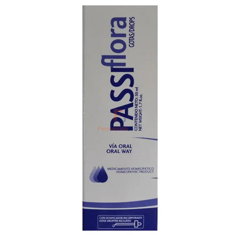Homeosor Passiflora Drops 50ml by Jag Couture London - New York, showing the 50ml bottle with label and dropper cap.