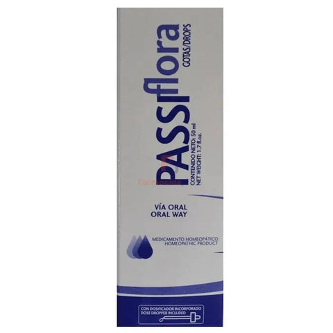 Homeosor Passiflora drops in 50ml bottle by Jag Couture London New York, showing the product with label and dropper cap.