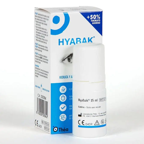 Hyabak eye lubricant 15ml bottle by Jag Couture London New York, clear eye drops for moisture and comfort.