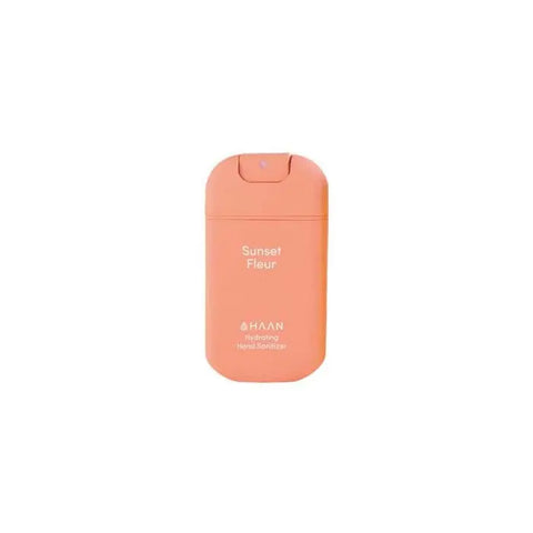 Hydrating Sunset Fleur hand sanitizer bottle by Jag Couture London New York featuring floral sunset design, 30ml size.
