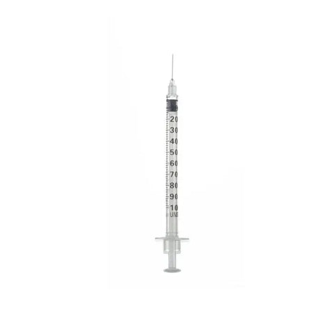 Ico insulin syringe 100 IU, 1ml from Jag Couture London New York, with clear measurement markings and a sterile needle.