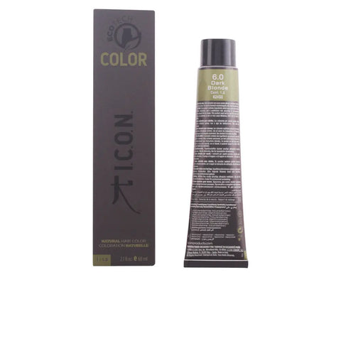 Icon Ecotech Natural Hair Color 6 Dark Blonde in 60ml bottle, showcasing the rich dark blonde shade by Jag Couture London.