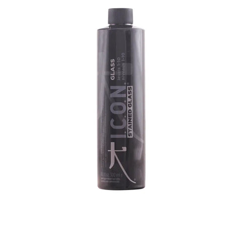 Jag Couture London Icon Stained Glass semi-permanent hair color in a 300ml glass bottle with vibrant, colorful hair dye.