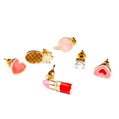 Set of 8 assorted Inca-style earrings by Jag Couture London New York, featuring diverse designs and vibrant finishes.