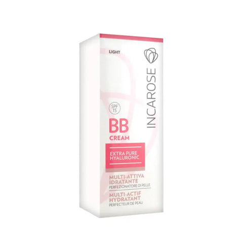 Incarose BB Cream Multi Active Hydrating Skin Perfector in Light, 30ml bottle, with smooth, creamy texture and lightweight formula.