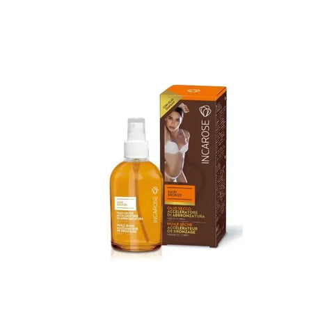 Incarose dry oil tan accelerator for face and body in 125ml bottle, by Jag Couture London New York, with a sleek packaging design.