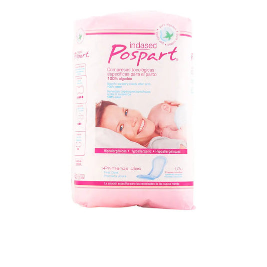 Indasec Pospart Tocological Compresses 100% Cotton 12 Units Jag Couture London - New York